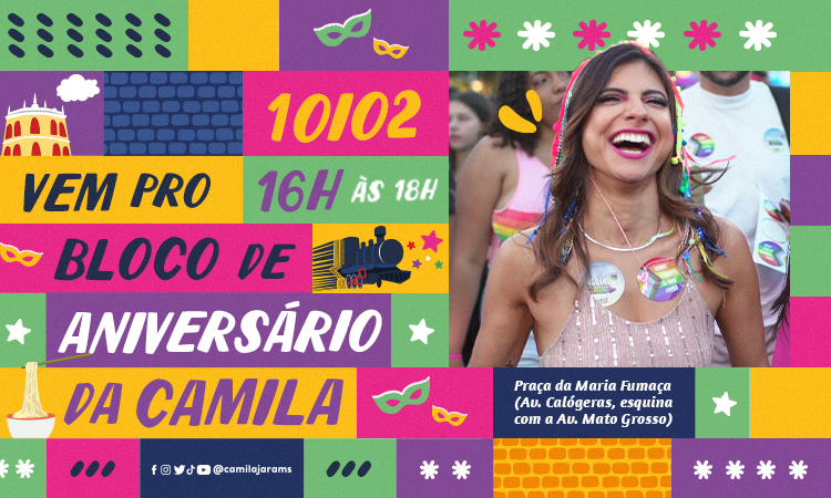 Com bloco de carnaval e campanha contra assédio, Camila Jara comemora seu aniversário com a população